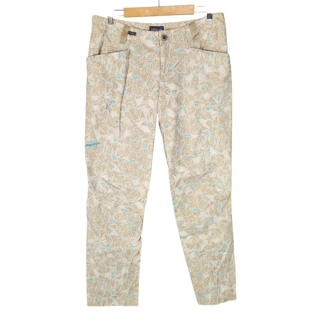 Patagonia Venga Rock Pants Women's 12 Beige Geometric‎ Print Climbing Hiking